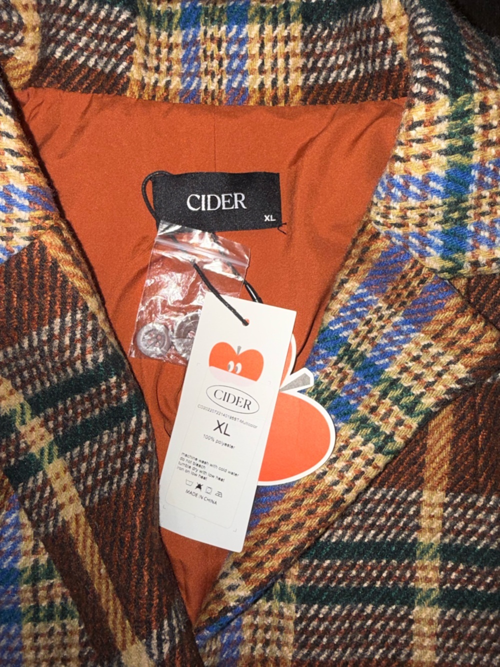 Cider Cropped Brown Plaid Blazer with Multicolor Checks - Picture 3 of 6